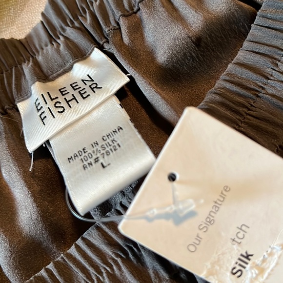 EILEEN FISHER Size Large Classics 100% SILK Pull-On Elastic Waist Flatfront NEW - Picture 7 of 15